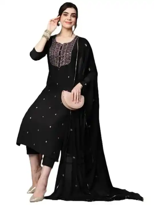 GOSRIKI Women's Embroidery Straight Kurta Set